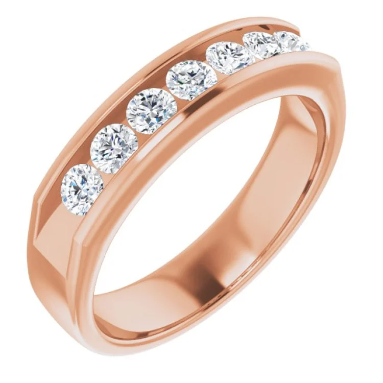 Ladies rings christening gift -14K Rose 7/8 CTW Natural Diamond Ring