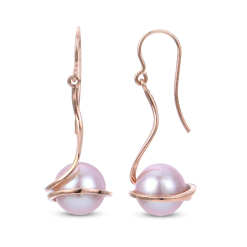 Ladies earrings festive look -14KT Rose Gold Freshwater Pearl Earring