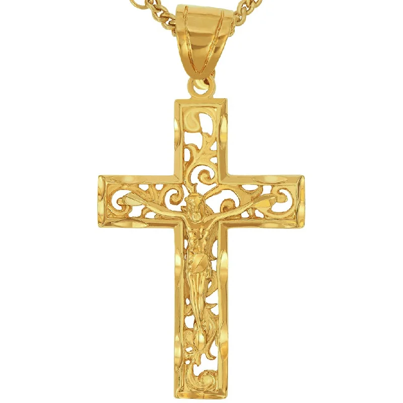 ladies necklaces blue nile-Filigree Cross Necklace Pendant with or without 20" Chain