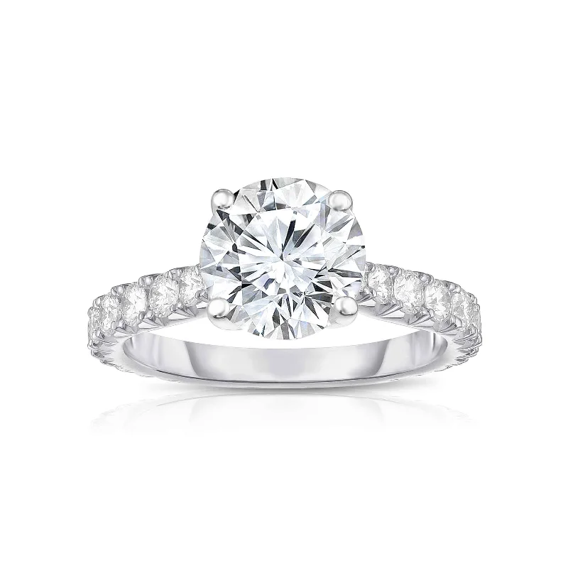 Ladies engagement rings romantic halo -Diamond Engagement Ring Mounting, .80 Carat, 14K White Gold