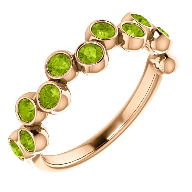 Ladies rings 1950s vintage -14KT GOLD 1.08 ROUND PERIDOT BEZEL SET RING