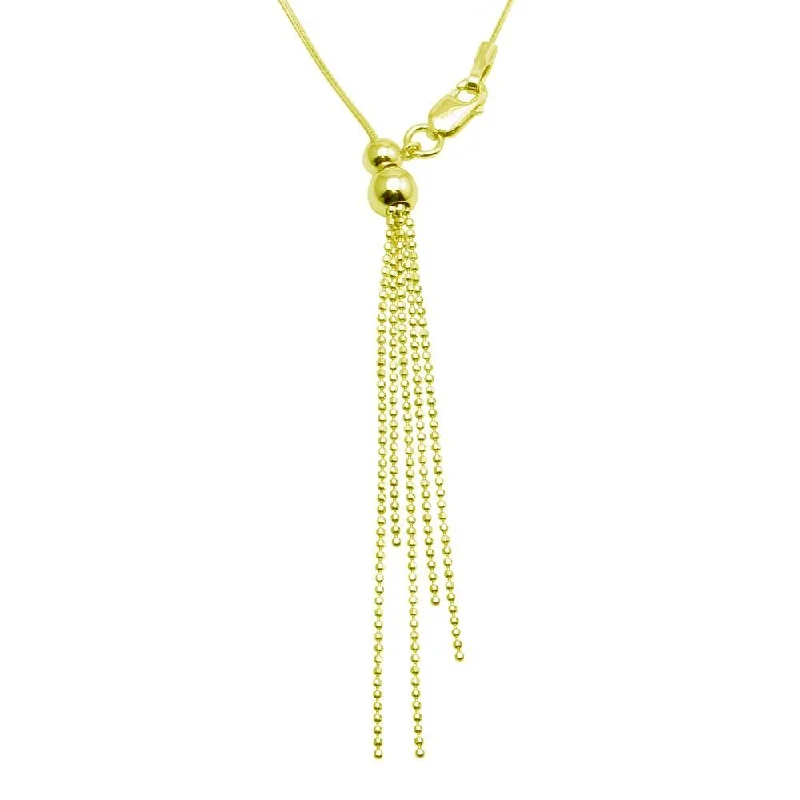 ladies necklaces repair-Gold Plated 925 Sterling Silver Adjustable Lariat Necklace with Tassel End - DIN00059GP