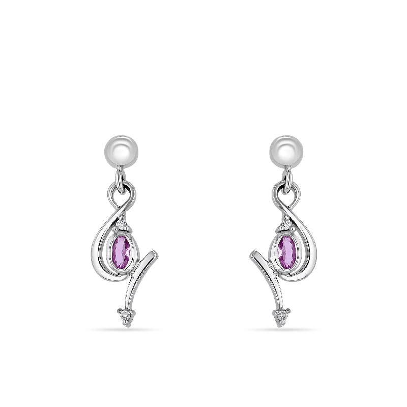 Ladies earrings autumn tones -Waves Pink Sapphire Earrings