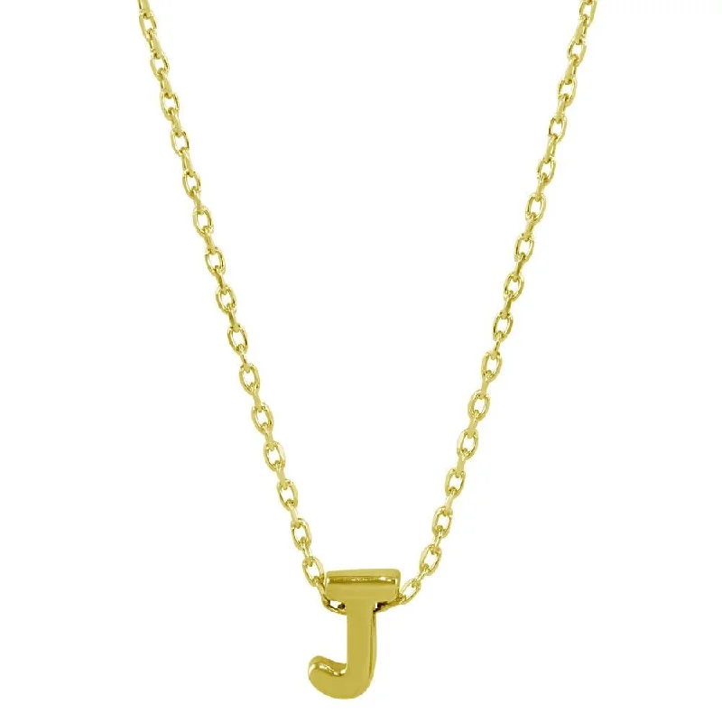 ladies necklaces meditation-Gold Plated 925 Sterling Silver Small Initial J Necklace - JCP00001GP-J