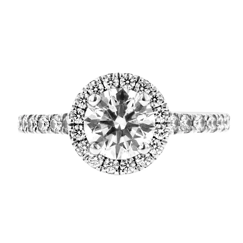 Ladies engagement rings victorian style -14K White Gold Diamond Halo Engagement Ring