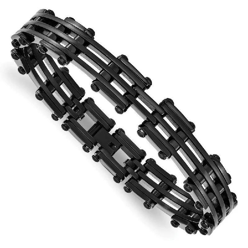 ladies bracelets traditional-Stainless Steel Black IP-plated Bracelet