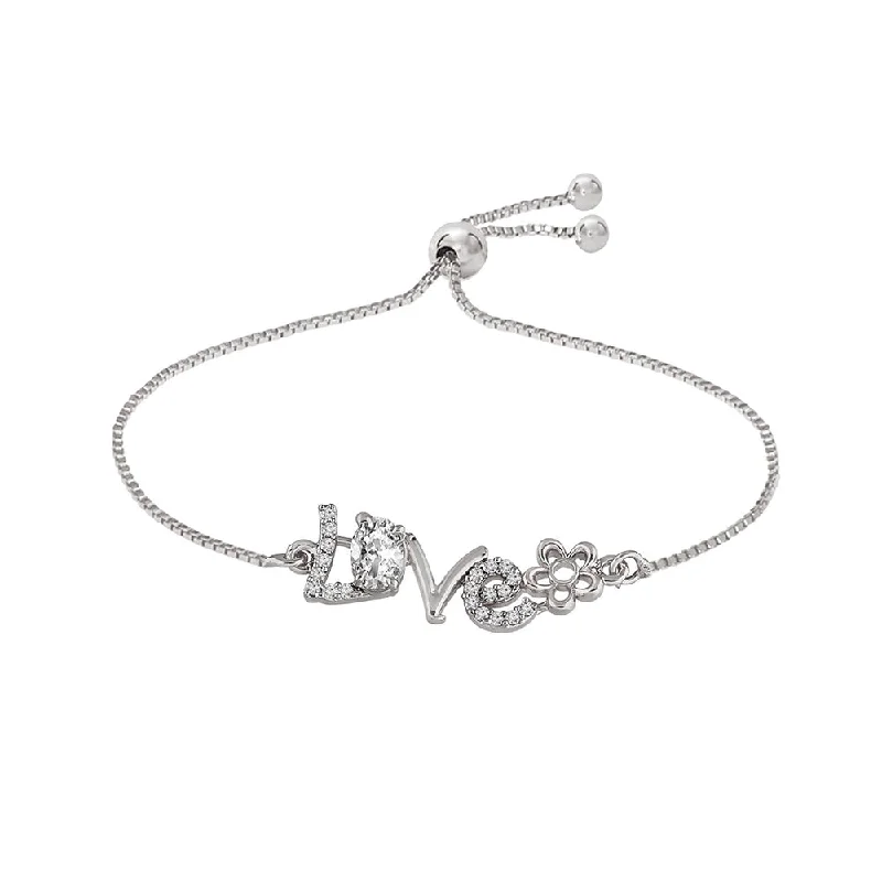 ladies bracelets vintage style-Etnico Rhodium-Plated Pull Chain Bracelet (Women) - ADB165S