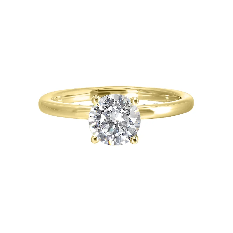 Ladies engagement rings rose gold halo -1/10 Ctw Daphne Diamond Hidden Halo Engagement Ring Setting in 14 Karat Yellow Gold