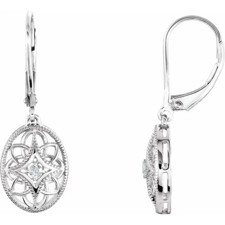 Ladies earrings recycled materials -Sterling Silver .06 CTW Natural Diamond Earrings