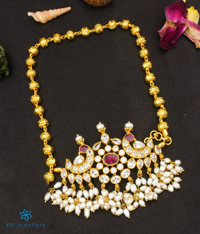 ladies necklaces showstopper-The Tanishka Silver Choker Necklace (White/Vanki)