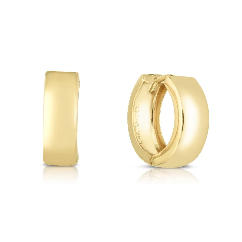 Ladies earrings tri color -14K Gold Polished Huggie Earrings