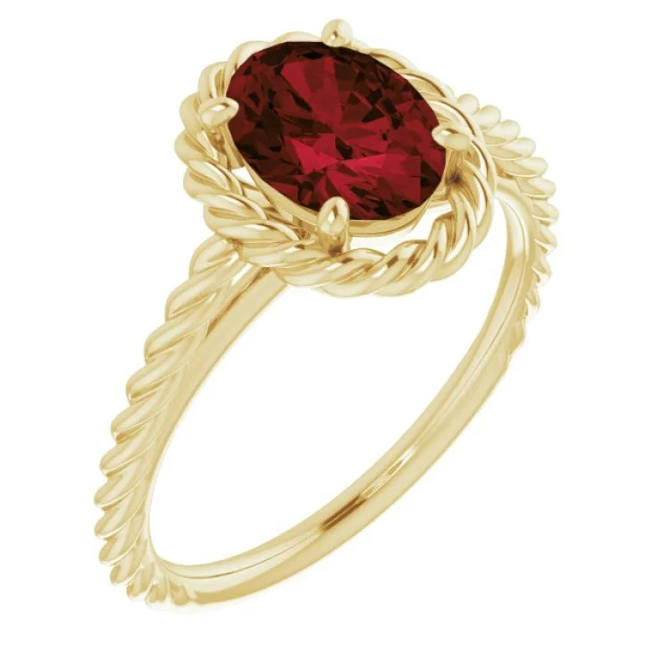 Ladies rings turkish evil eye -14K Yellow Natural Mozambique Garnet Rope Ring