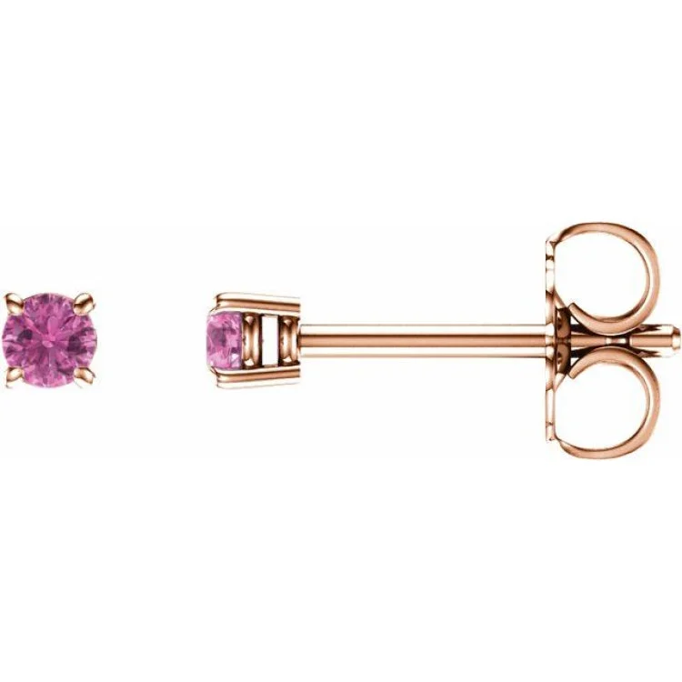 Ladies earrings rare gemstones -14K Rose 2.5 mm Natural Pink Sapphire Stud Earrings