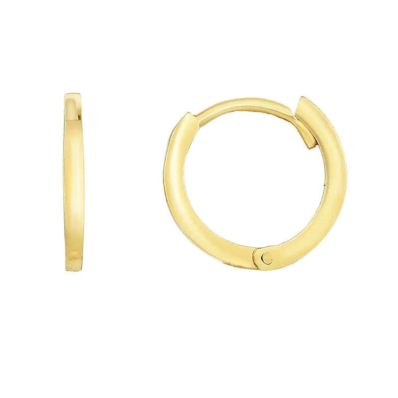 Ladies earrings artisan crafted -14K Gold Thin Polished Huggie Earring