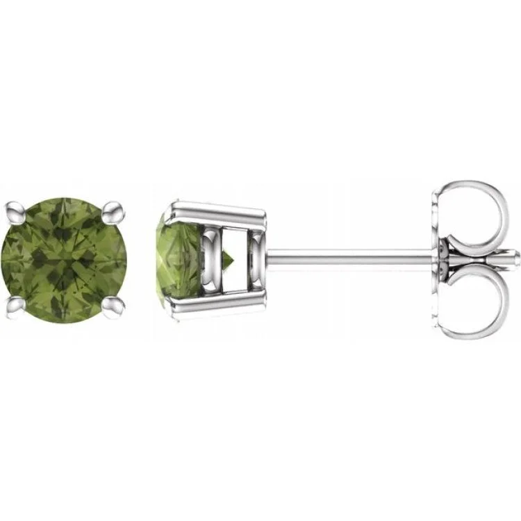 Ladies earrings multi tier -14K White 5 mm Natural Peridot Stud Earrings