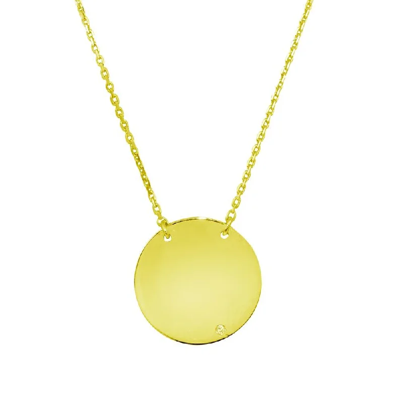 ladies necklaces purple-Gold Plated 925 Sterling Silver Small Round Disc Necklace - DIN00091GP