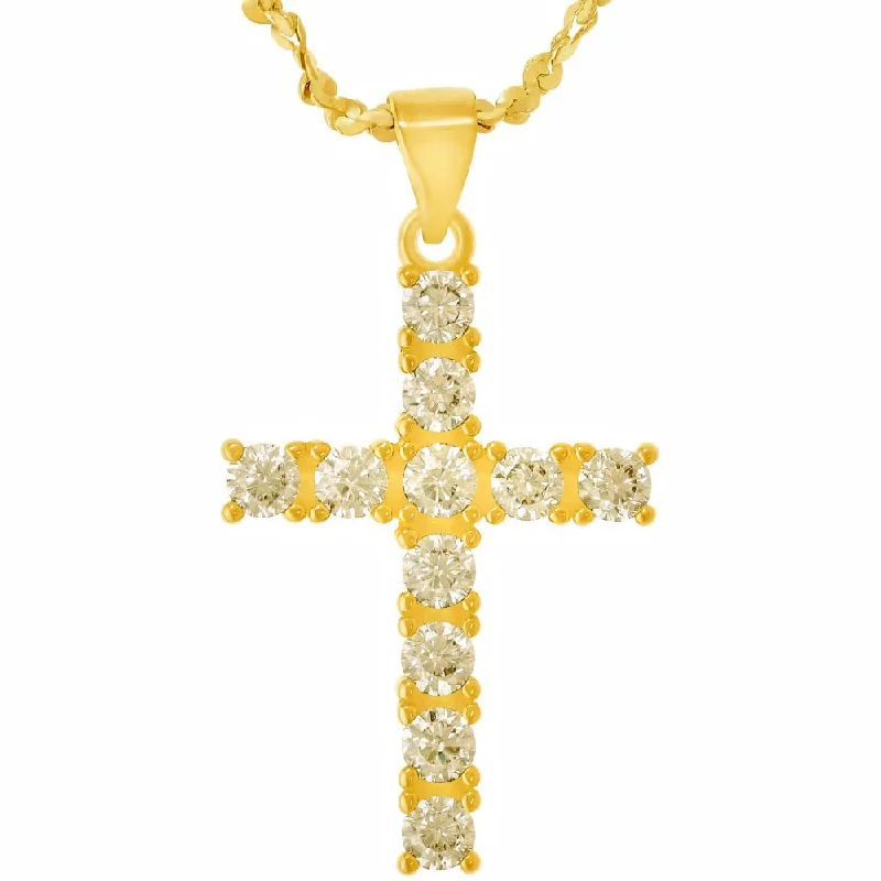 ladies necklaces near me-Cross Pendant Necklace with Cubic Zirconia