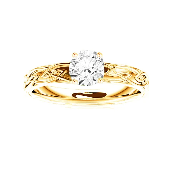 Ladies engagement rings tree of life -EDINBURGH CELTIC FLOWS DIAMOND ENGAGEMENT RING IN 9CT YELLOW GOLD DIAMOND