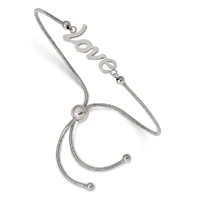 ladies bracelets sizes-Stainless Steel Polished LOVE Adjustable Bracelet