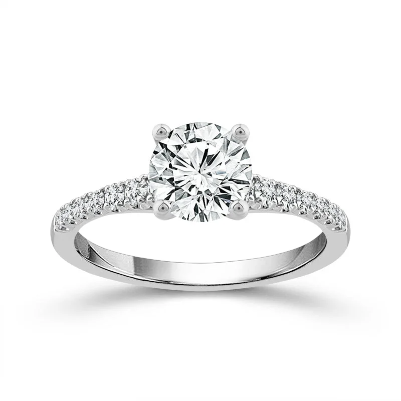 Ladies engagement rings boho vibe -1.00 Ctw Round Lab Grown Diamond Engagement Ring in 14 Karat White Gold