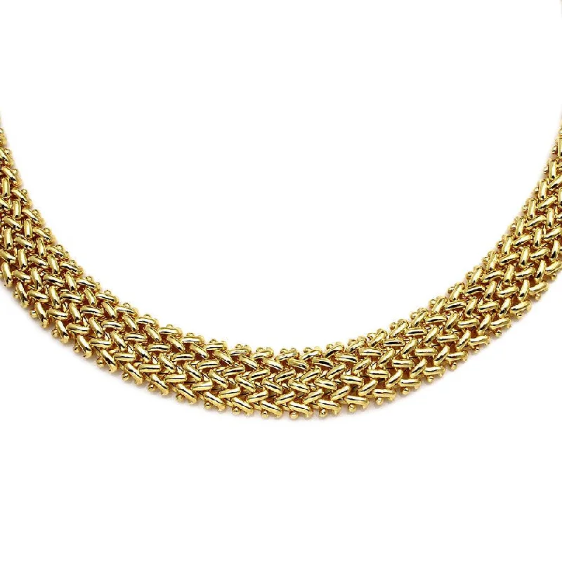 ladies necklaces valentine-Gold Plated 925 Sterling Silver Braided Necklace - DIN00061GP