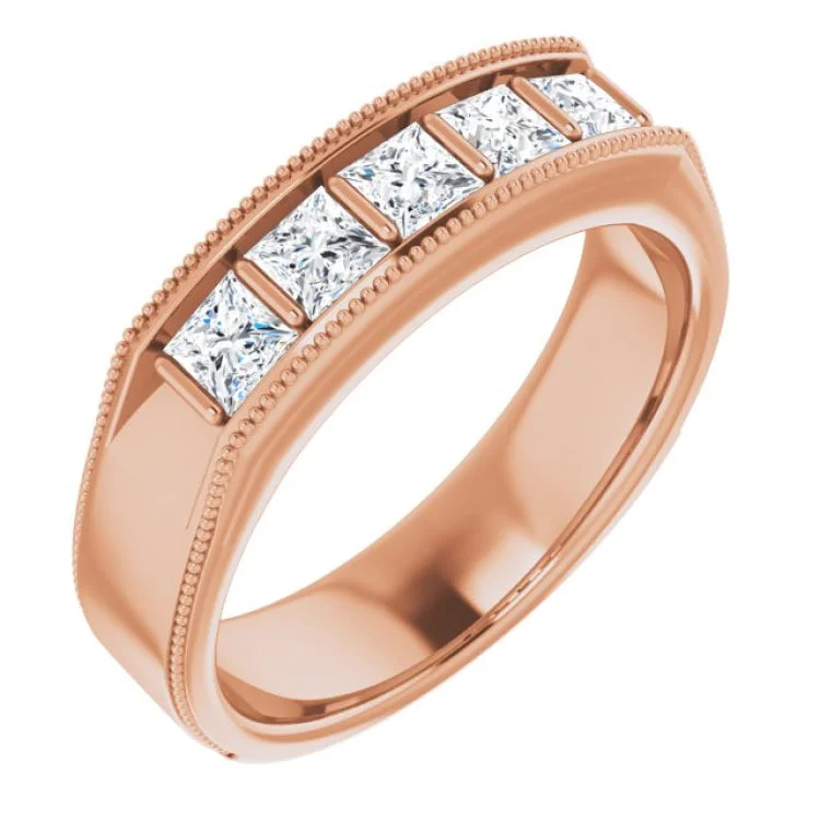 Ladies rings feather accent -14K Rose 1 CTW Natural Diamond Ring