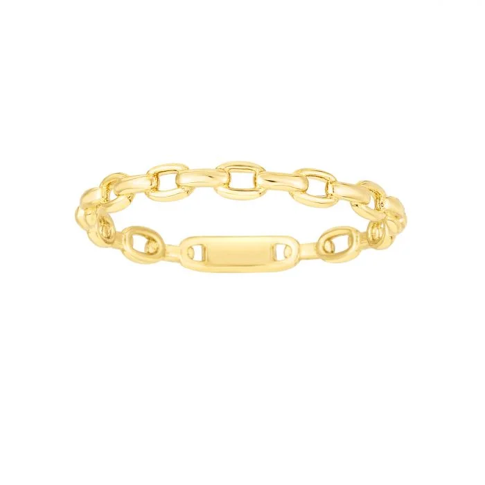 Ladies rings queen crown -EMILIQUE 14KT YELLOW GOLD OVAL LINKS STACKABLE RING