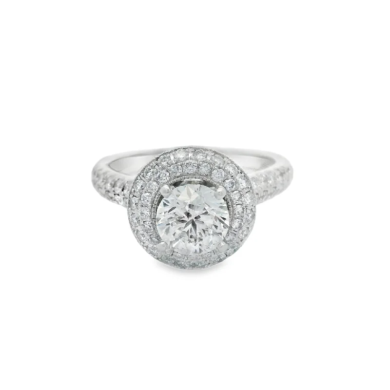 Ladies engagement rings platinum halo -White Gold Neil Lane 1 1/2CTW Pave Halo Certified Diamond Engagement Ring