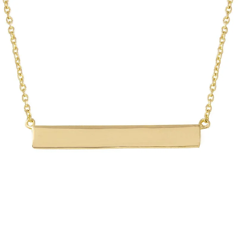 ladies necklaces office-Silver 925 Gold Plated Rectangular Tag Necklace - STP01474GP