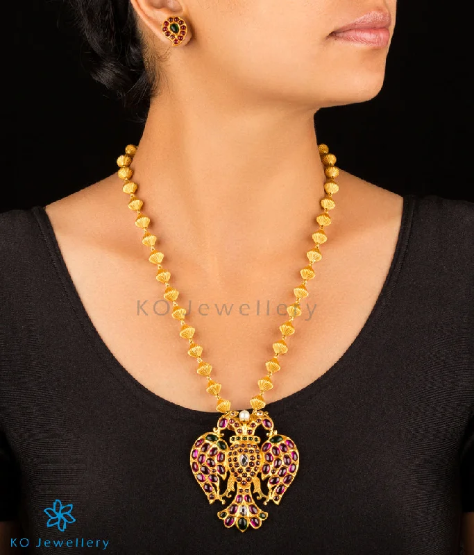 ladies necklaces two tone-The Niyathi Gandaberunda Silver Necklace