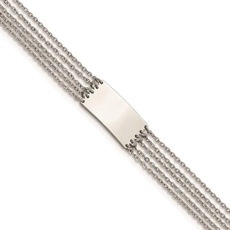 ladies bracelets travel friendly-Stainless Steel Polished Multi Strand w/.75in ext 6.5in ID Bracelet