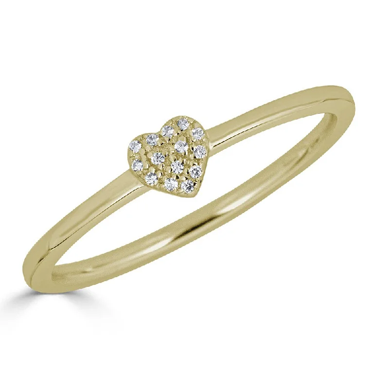 Ladies rings meditation stone -EMILIQUE 14KT GOLD 0.04 CARAT TOTAL WEIGHT DIAMOND HEART RING